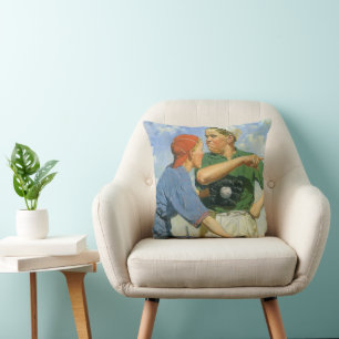 Vintage Baseball, Kinder, Jungen beim Sport Kissen