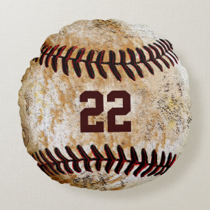Vintage-Baseball-Kissen Name, Teamname, Nummer Rundes Kissen