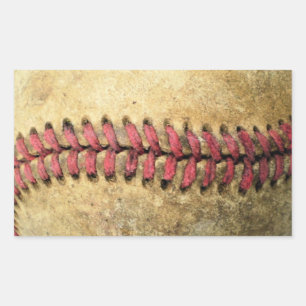 Vintage Baseball-Kunst - gealtertes Leder und rote Rechteckiger Aufkleber