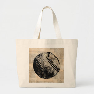 Vintage-Baseball-Kunstillustration im Zeitungsstil Jumbo Stoffbeutel