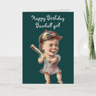 Vintage Baseball-Mädchen-Geburtstags- oder Grußkar Karte