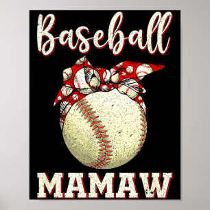 Vintage-Baseball-Mamaw-Damen-Softball-Leopard Poster
