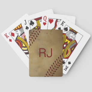 Vintage-Baseball mit individuellem Monogramm Spielkarten
