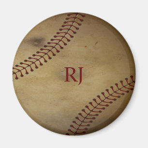 Vintage-Baseball mit Monogramm Magnet