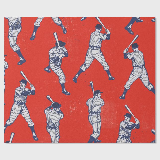 Vintage-Baseball-Muster Geschenkpapier (Flach)