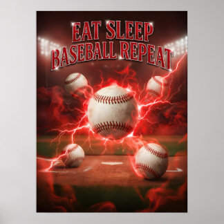 Vintage-Baseball-Neon-Wiederholung Poster