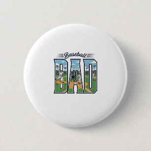 Vintage Baseball Papa Graviertes Buchstaben Shirt Button