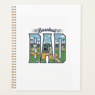 Vintage Baseball Papa graviertes Buchstaben-Shirt- Planer