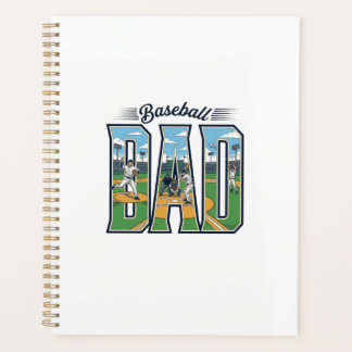 Vintage Baseball Papa graviertes Buchstaben-Shirt- Planer