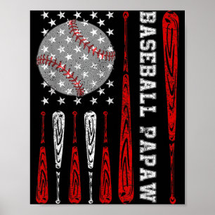 Vintage Baseball Papaw Amerikanische Flagge Baseba Poster
