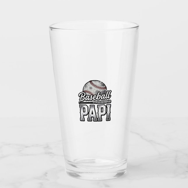 Vintage Baseball Papi abgenutztes Dad-Shirt-Design Glas (Vorderseite)
