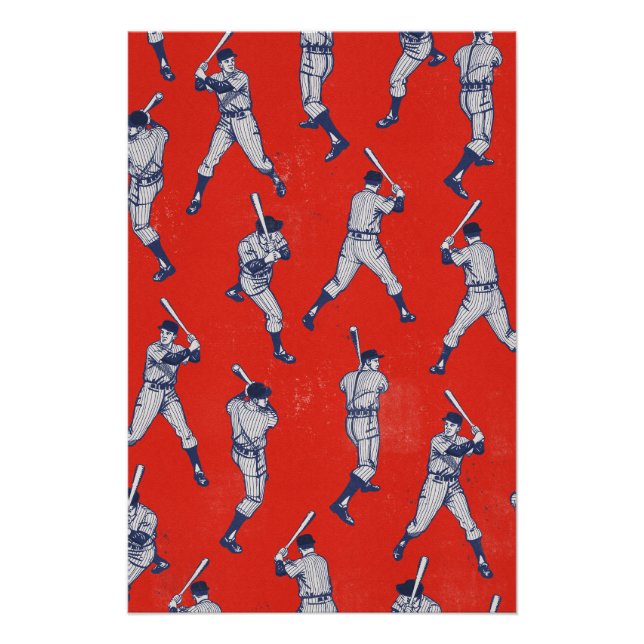 Vintage Baseball pattern Poster (Vorderseite)