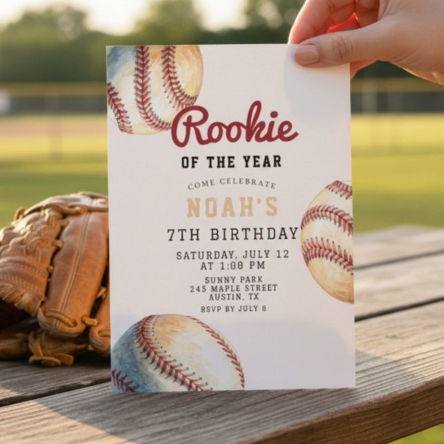 Vintage Baseball Pinstripe 7. Geburtstag Einladung (Von Creator hochgeladen)