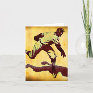 Vintage Baseball-Pitcher-Note Feiertagskarte