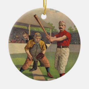 Vintage Baseball-Plakat-Verzierung Keramikornament
