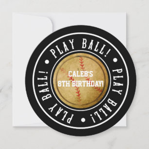 Vintage-Baseball-PLAY-BALL-Einladung zur schwarzen Einladung