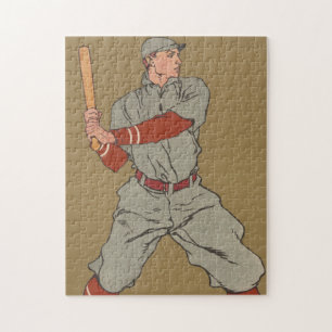 Vintage Baseball-Player-Illustration (1908) Puzzle