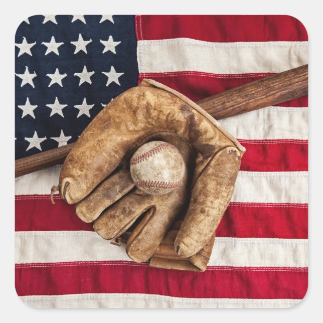 Vintage Baseball Quadratischer Aufkleber (Vorderseite)