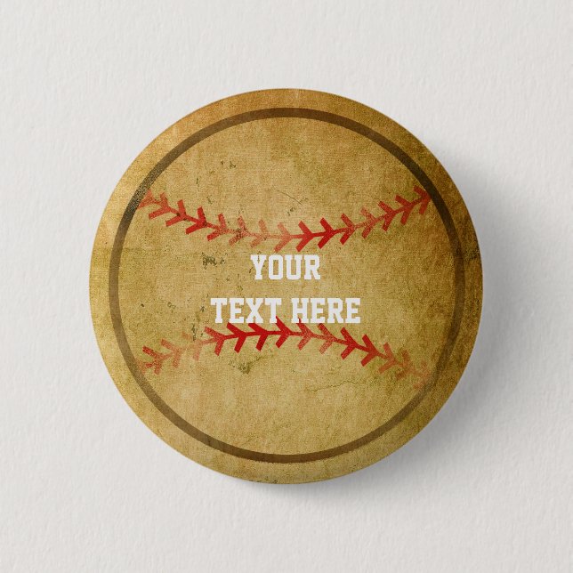 Vintage-BASEBALL runde Geburtstagsfeier Pin-Taste Button (Vorderseite)
