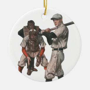 Vintage Baseball-Spieler Keramikornament