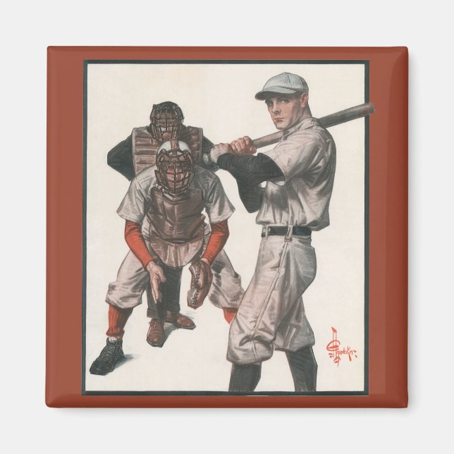 Vintage Baseball-Spieler Magnet (Vorne)