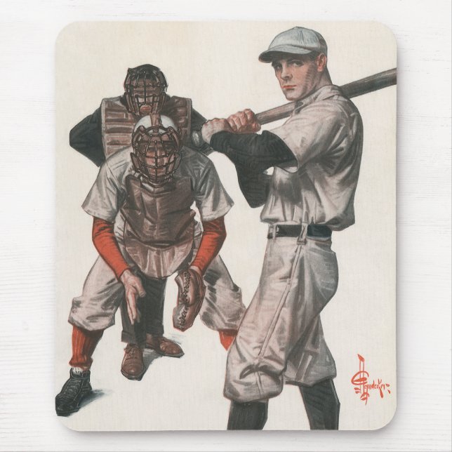 Vintage Baseball-Spieler Mousepad (Vorne)