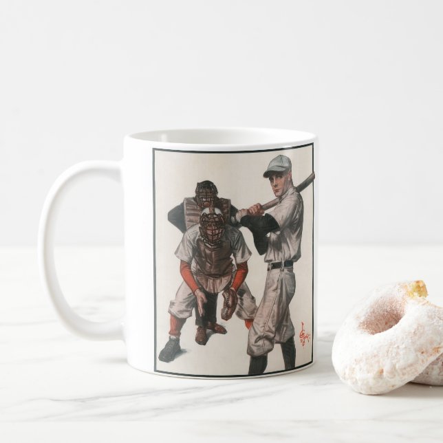 Vintage Baseball-Spieler Tasse (Mit Donut)