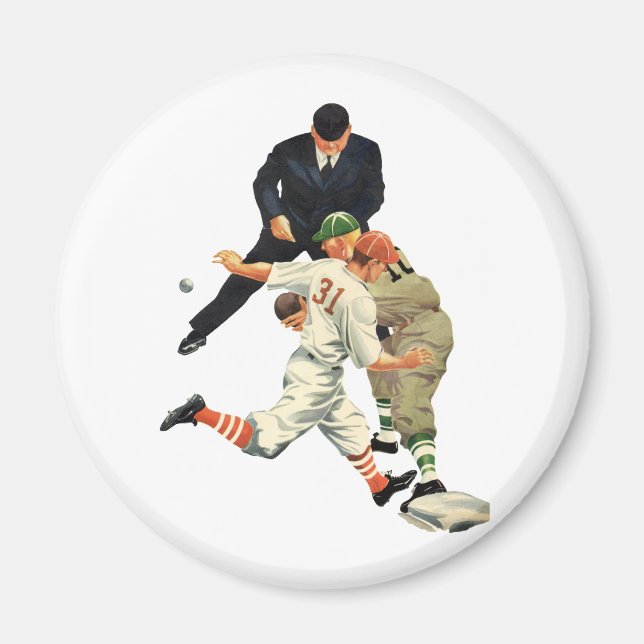 Vintage Baseball-Spieler vor Zuhause Magnet (Vorne)