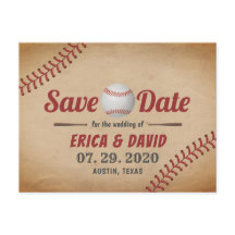 Vintage-Baseball-Sport Hochzeit Termin merken