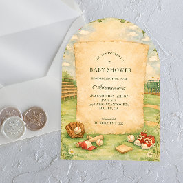 Vintage Baseball Storybook Baby Shower Acryleinladungen