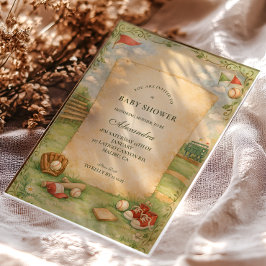Vintage Baseball Storybook Baby Shower Acryleinladungen