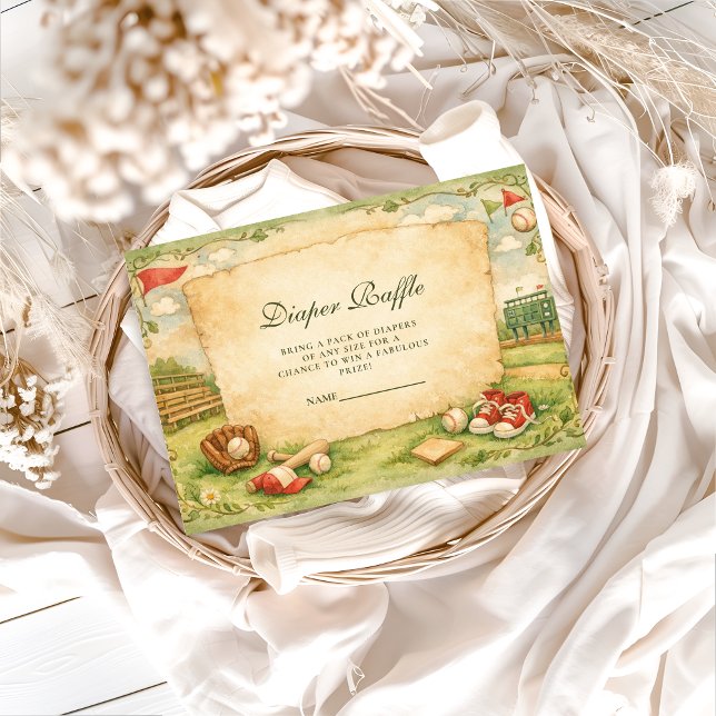 Vintage Baseball Storybook Diapper Raffle Begleitkarte (Von Creator hochgeladen)