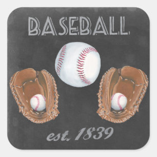 Vintage-Baseball-Tafel-Design Quadratischer Aufkleber