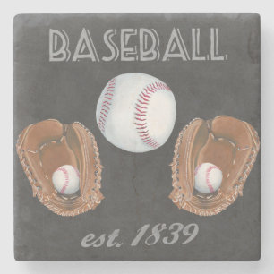 Vintage-Baseball-Tafel-Design Steinuntersetzer