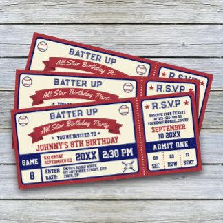 Vintage Baseball Ticket Geburtstagsparty Einladung