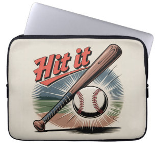 Vintage-Baseball-"Triff es"-Grafik – Retro-Sport Laptopschutzhülle