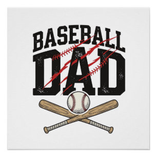 Vintage-Baseball-Vater-Distressed-Shirt mit Gravur Poster