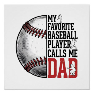 Vintage Baseball-Vater-Grafik-T-Shirt mit Gravur_1 Poster