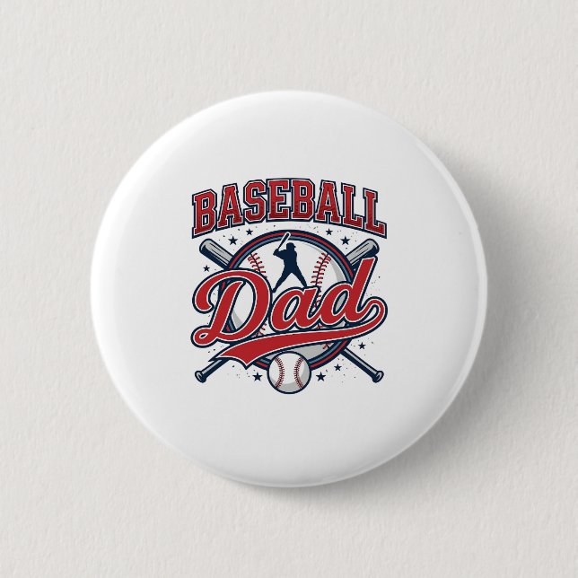 Vintage-Baseball-Vater-Shirt-Design_1 Button (Vorderseite)