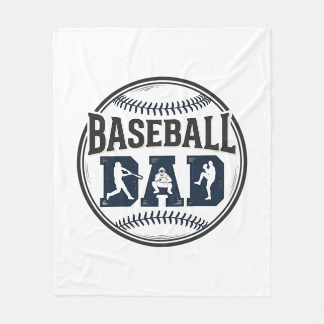 Vintage Baseball-Vater-Shirt-Design_1 Fleecedecke (Vorderseite)