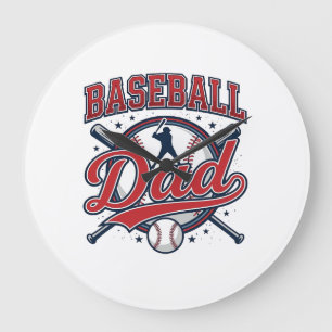 Vintage-Baseball-Vater-Shirt-Design_1 Große Wanduhr