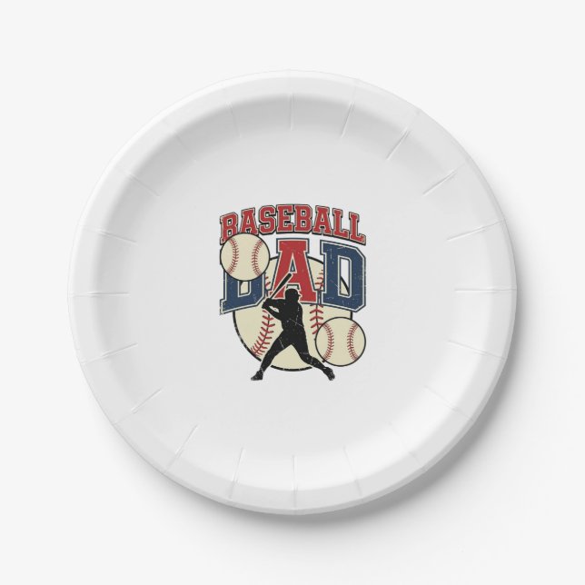 Vintage-Baseball-Vater-Shirt-Design_1 Pappteller (Vorderseite)