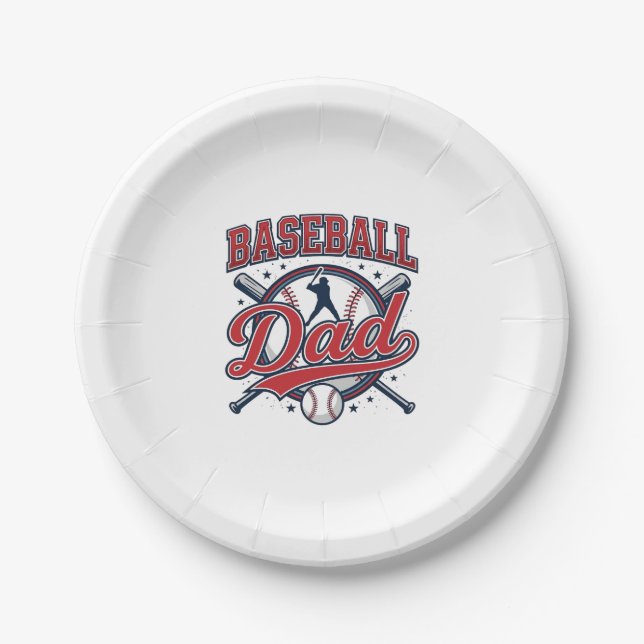 Vintage-Baseball-Vater-Shirt-Design_1 Pappteller (Vorderseite)