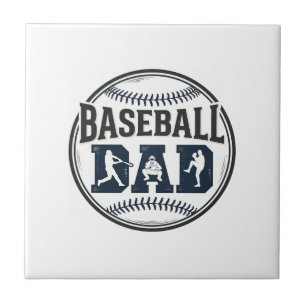 Vintage Baseball-Vater-Shirt-Design mit Gravur_1 Fliese