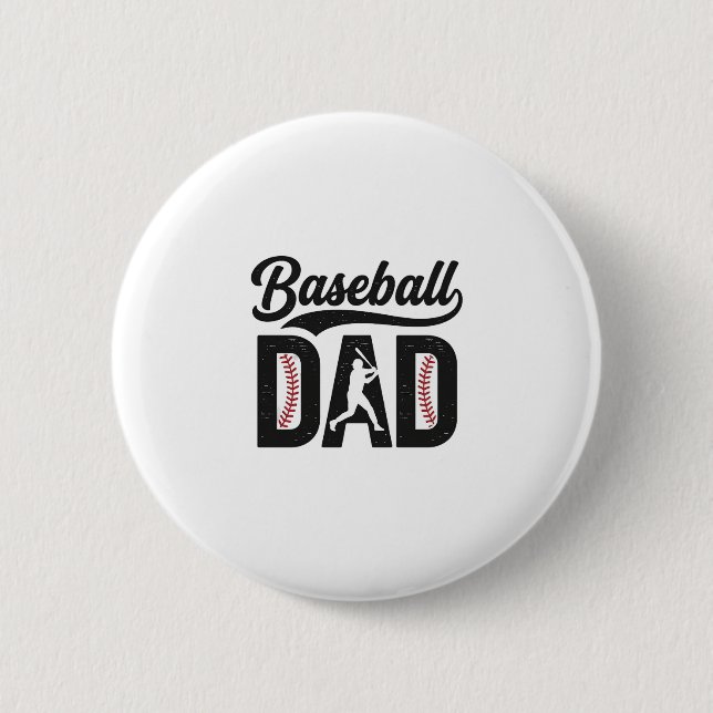 Vintage Baseball-Vater-T-Shirt-Design_1 Button (Vorderseite)