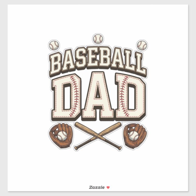 Vintage Baseball Vater Tag des Vaters Aufkleber (Blatt)