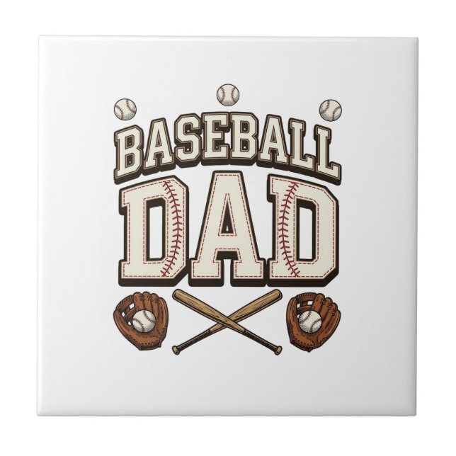 Vintage Baseball Vater Tag des Vaters Fliese (Vorderseite)