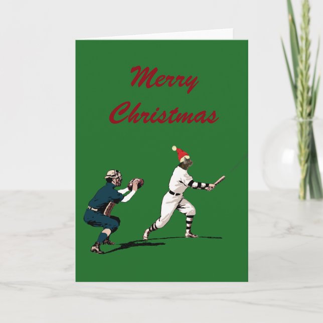 Vintage Baseball-Weihnachtskarte Feiertagskarte (Vorderseite)
