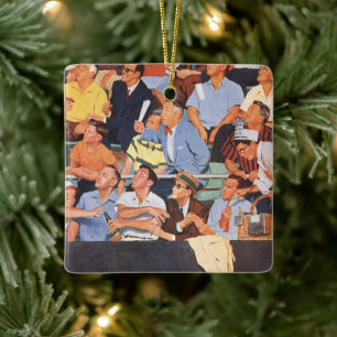 Vintage Baseballfans beim Spielen Keramikornament