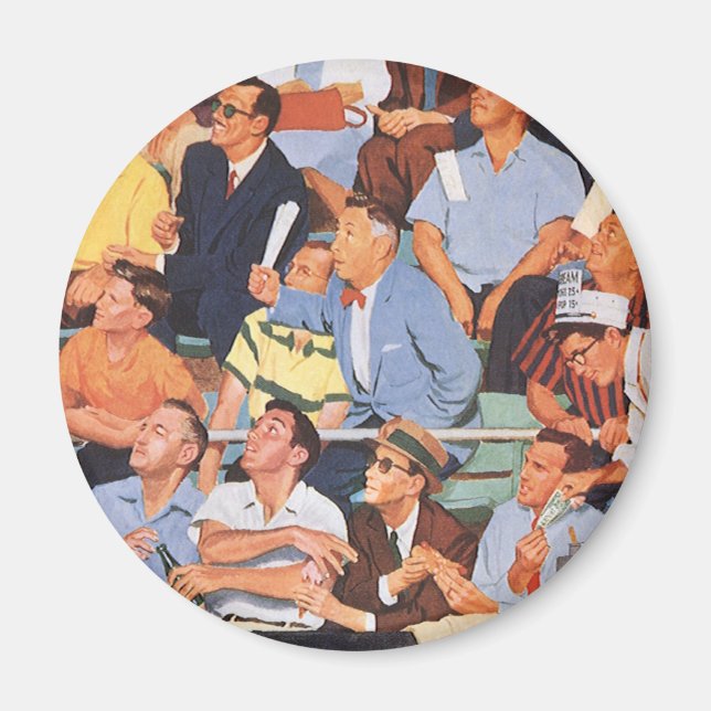 Vintage Baseballfans beim Spielen Magnet (Vorne)